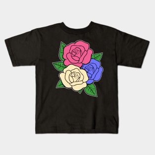 Red, White and Blue Rose Hand Drawn Gardening Gift Kids T-Shirt